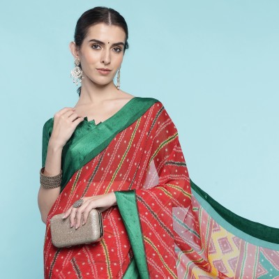 Tasrika Printed Bollywood Chiffon Saree(Red)