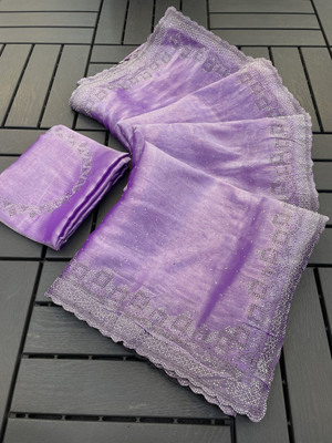 Jeeny Fab Printed Bollywood Jimmy choo Saree(Purple)