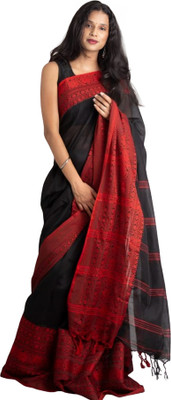 SHAREE MOHOL FULIA TANT Woven Daily Wear Cotton Blend Saree(Red, Black)