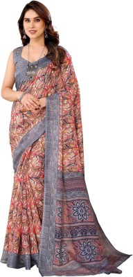 Kodila Enterprise Printed Bollywood Silk Blend Saree(Grey)