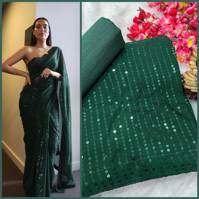 zili Embroidered Bollywood Georgette Saree(Green)