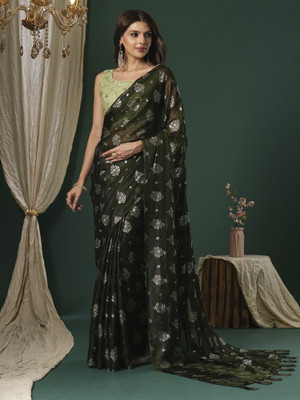 Sareemall Printed Bollywood Chiffon Saree(Light Green)