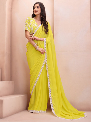 UDANI ENTERPRISE Self Design Bollywood Georgette Saree(Green)