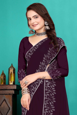 SHELDROM MART Embellished Bollywood Georgette Saree(Purple)