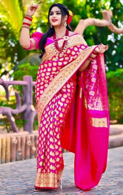 Royalsilk Woven Banarasi Silk Blend Saree(Pink)