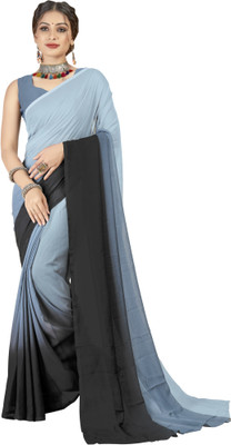 kashvi sarees Solid/Plain Bollywood Georgette Saree(Black, Grey)