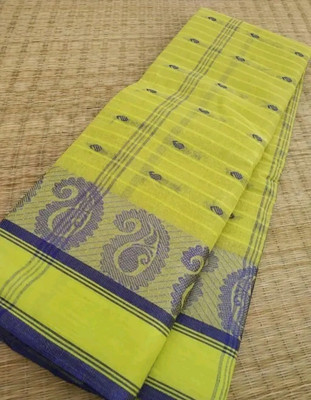 Maa laxmi saree center Woven Tant Cotton Blend Saree(Light Green)