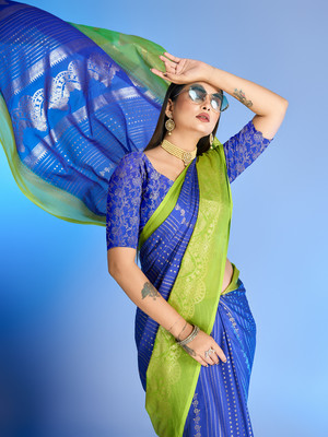 nirmal creation Printed, Floral Print Bollywood Chiffon Saree(Multicolor)