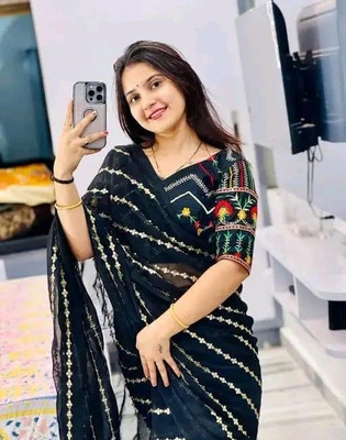 shyam enterprises Embellished Bollywood Georgette Saree(Black)