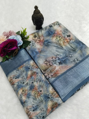 Gajal Printed Kanjivaram Pure Cotton, Cotton Linen Saree(Multicolor)