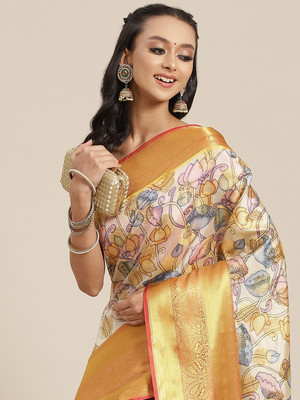 SILK ZONE Embellished Banarasi Art Silk Saree(Multicolor)