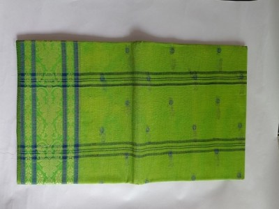 SHREE GANESH COLLECTION Checkered, Self Design, Solid/Plain Tant Cotton Silk Saree(Green)