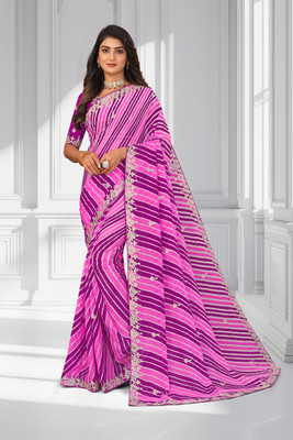 Laxmipati sarees Printed Saree with Attached Blouse Chiffon Saree(Pink)