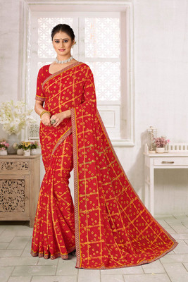 Laxmipati sarees Printed Daily Wear Chiffon Saree(Red)
