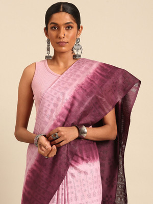 Taavi Self Design Bollywood Silk Blend Saree(Purple)