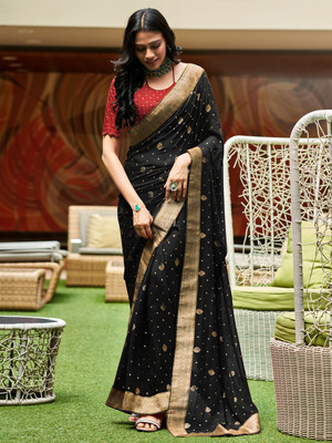 Divastri Embellished Bollywood Georgette Saree(Black)