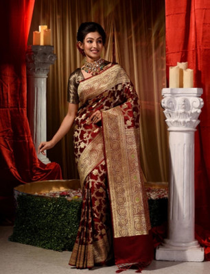Krishneshwari Self Design Banarasi Pure Silk Saree(Multicolor)