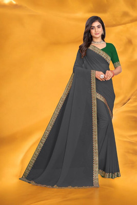 Kasumbo Tex Embellished Daily Wear Georgette Saree(Grey)