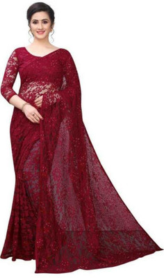 Samai Self Design Jamdani Cotton Blend Saree(Brown)