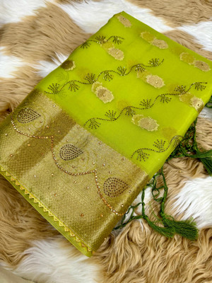 Divastri Embellished Banarasi Organza Saree(Light Green)