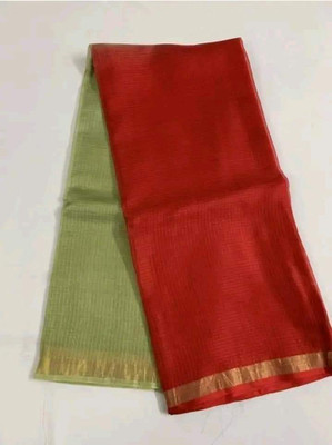 Zafreen Handloom Solid/Plain Kota Doria Art Silk Saree(Multicolor)
