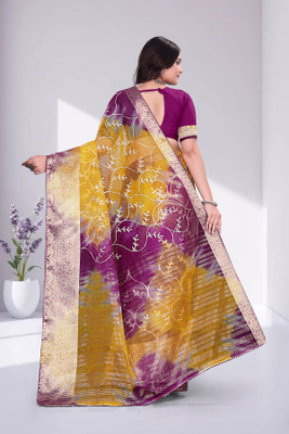 Aarunika fashion Woven, Embroidered Bollywood Organza Saree(Magenta)