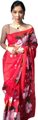 JATADHAR FAB Digital Print Ready to Wear Georgette Saree(Red)