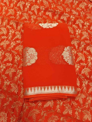 SainiVastra Woven Maheshwari Georgette Saree(Red)