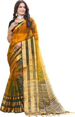 Aarunika SBT Solid/Plain Bollywood Organza Saree(Green)