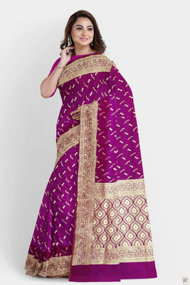 HouseOfCommon Woven Banarasi Satin Saree(Magenta)