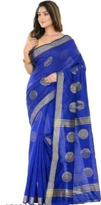 Chokrosaree Woven Handloom Silk Blend Saree(Blue)