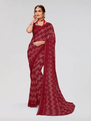 ANIRAV Embellished Bollywood Georgette Saree(Maroon)