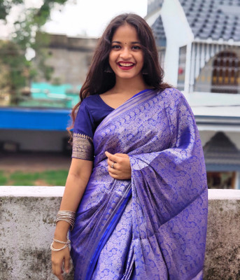 Rashmiwala Woven Mysore Silk Blend Saree(Purple)