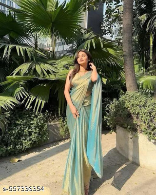 Freya Self Design Bollywood Chiffon Saree(Blue)