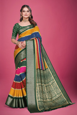 UDANI ENTERPRISE Self Design, Color Block Bandhani Art Silk Saree(Green)