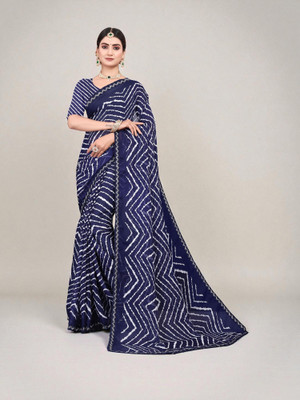 Aadimam Creation Printed Bollywood Georgette Saree(Blue)