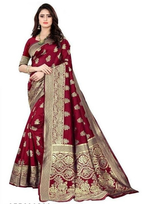 PRO TEXOFAB Self Design Kanjivaram Art Silk Saree(Maroon)