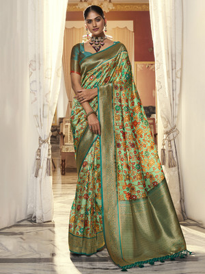 Divastri Woven Banarasi Satin Saree(Light Green)