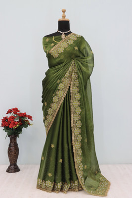 Radheradhey Embroidered Bollywood Jimmy choo Saree(Light Green)