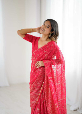 Aardiva Embellished Bollywood Georgette Saree(Pink)