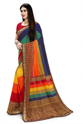 mahalaxmi fab Self Design, Printed Bollywood Silk Blend, Art Silk Saree(Multicolor)