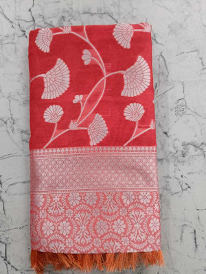 Singnaturesaree Self Design Mysore Cotton Silk Saree(Orange)