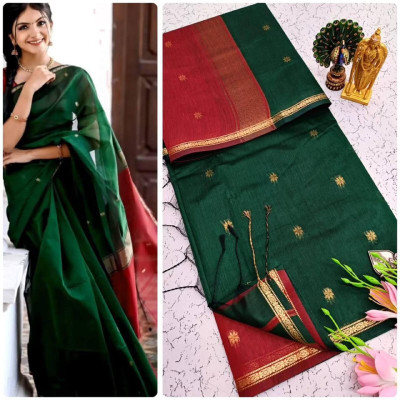 GATISHVAM TEXTILE Woven, Self Design Banarasi Art Silk Saree(Red, Green)