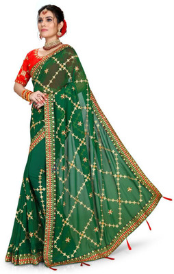 jayant creation Embroidered Bollywood Georgette Saree(Green)