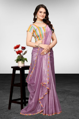 JSItaliya Solid/Plain Bollywood Net Saree(Purple)