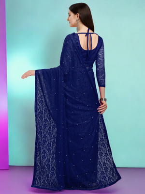 NEXA Self Design Bollywood Net Saree(Blue)