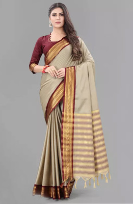 DB Creation Woven Banarasi Cotton Silk, Jacquard Saree(Maroon)