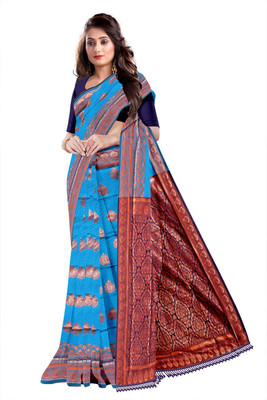 AVM SILK MILLS Printed Bollywood Silk Blend Saree(Multicolor)