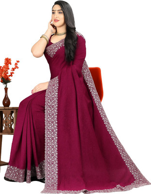 MOTISARIYA FASHION Embroidered, Embellished, Floral Print Bollywood Georgette Saree(Pink)