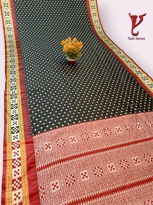 Yash silk international Woven Sambalpuri Cotton Silk Saree(Black)